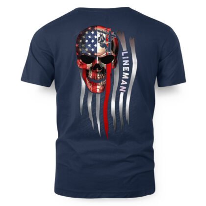 Lineman Skull American Flag Apparel – Patriotic Workwear T-Shirt